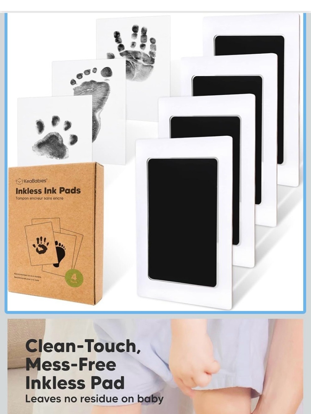 4 sets Inkless Ink Pads - Black - Mess-Free Keepsake Prints